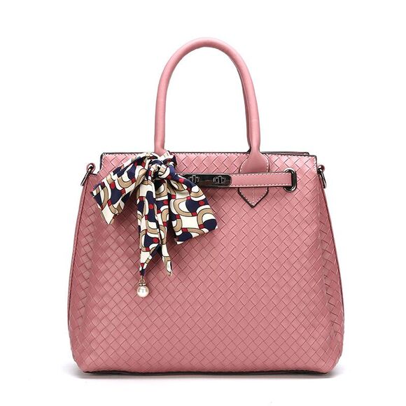 Unbranded Handbags - Scarf Accented Satchel Handbag for Women, Ultra Soft Washed Vegan Leather